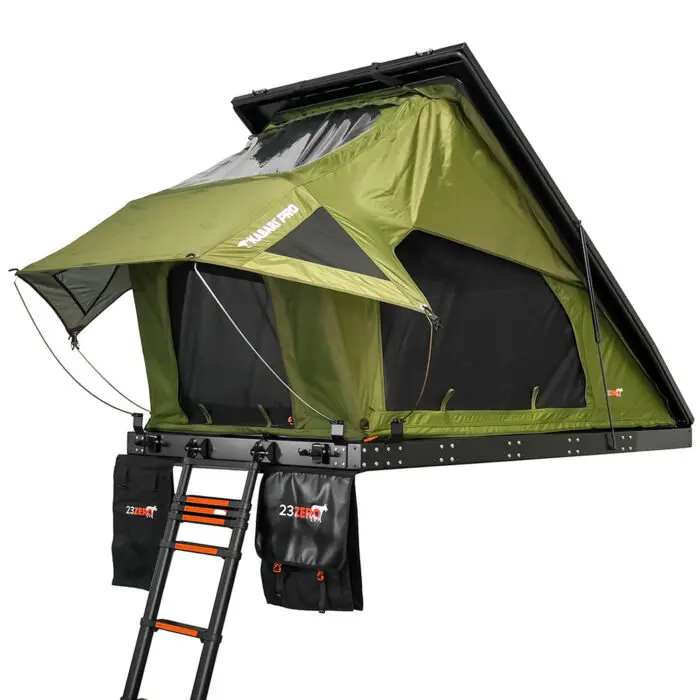 23Zero Kabari Pro Hard Shell Clam Shell Rooftop Tent Front Angled Left View