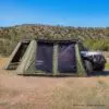 23Zero Peregrine Pro 270 Degree Awning Wall Kit Deployed Door Open Screens Closed in Mountain Landscape